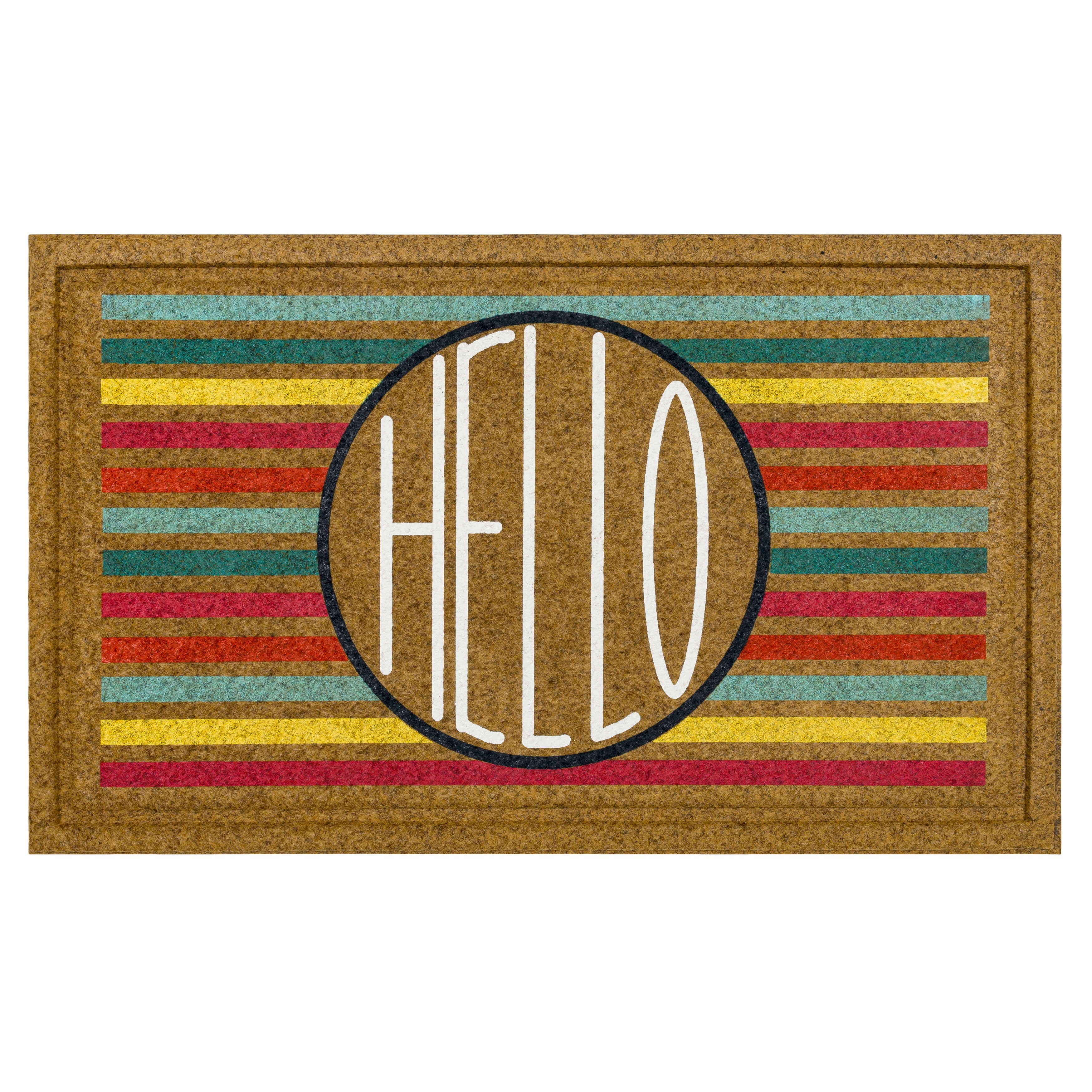 Mohawk Home Heathers Stripe Hello Outdoor Polyester Door Mat, Multi, 1' 6" X 2' 6"