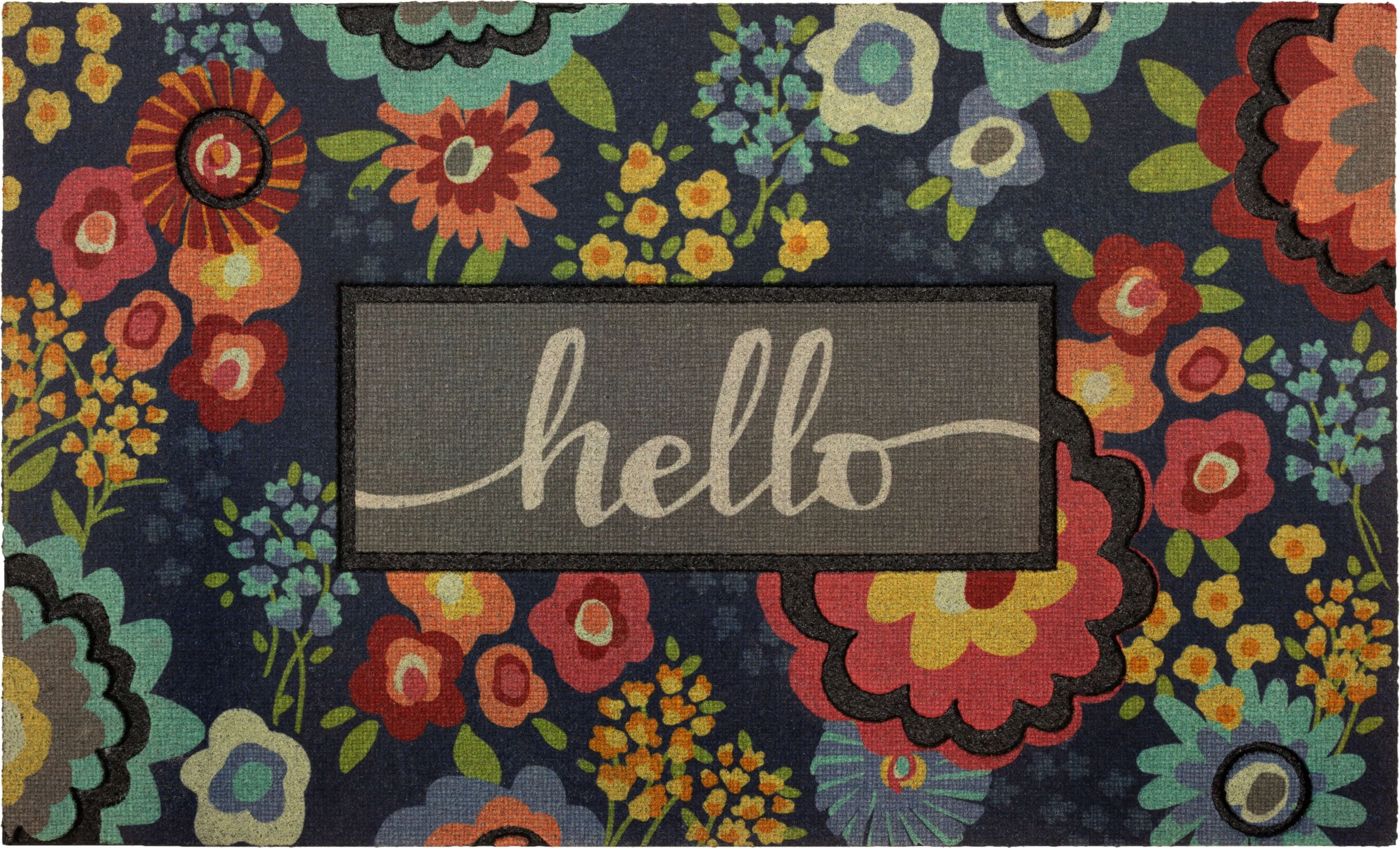 Mohawk Home Hello Garden Outdoor Polyester Door Mat, Multi, 1' 6" X 2' 6"