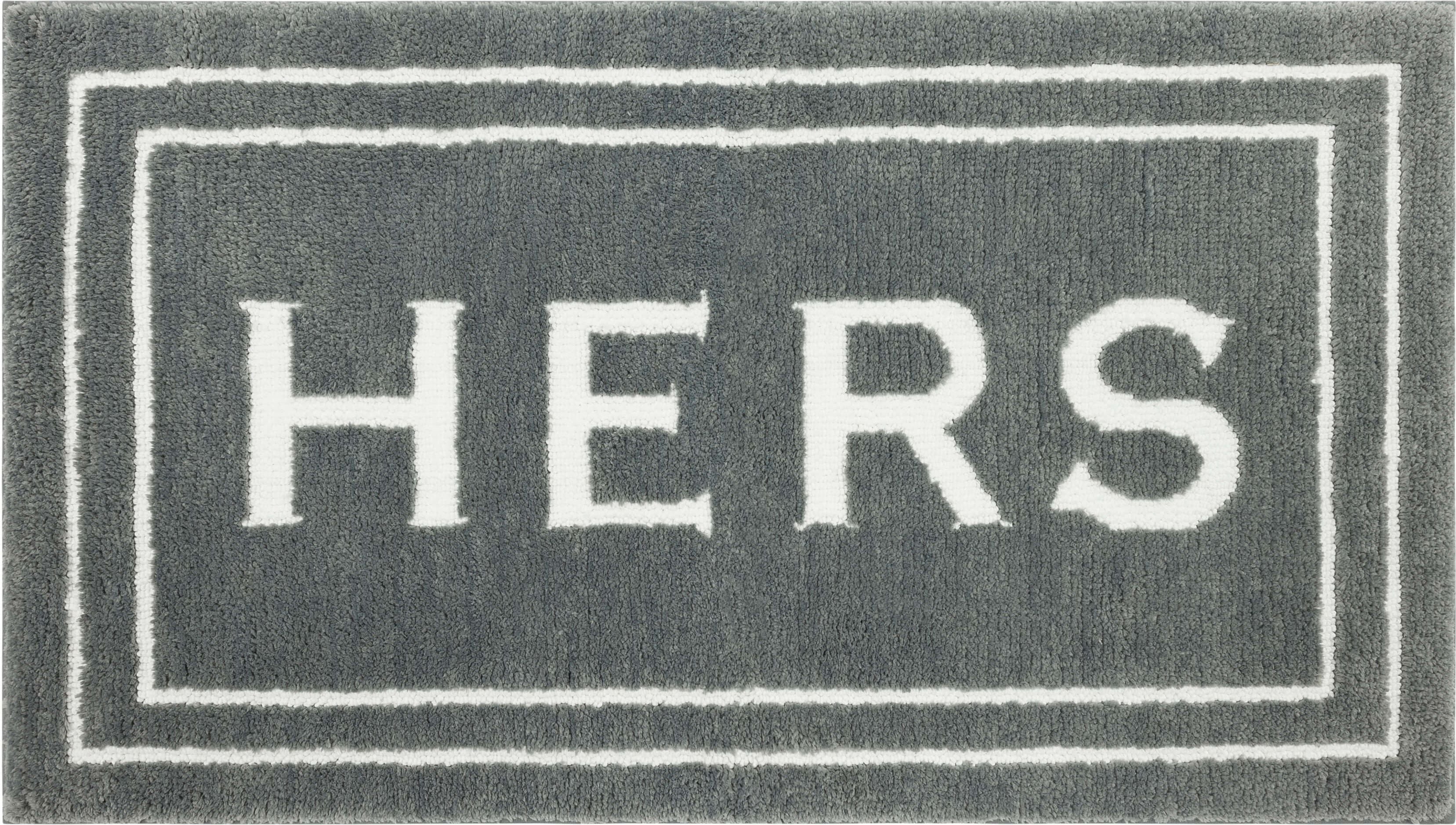 Pewter Gray Polyester Non-Slip Bath Mat with White Border