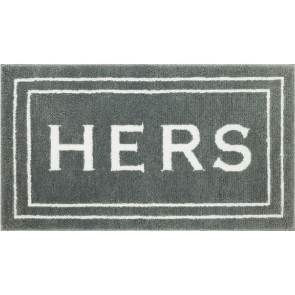 Mohawk Home Hers Knitted Plush Pile Washable Polyester Non-Slip Bath Mat, Pewter, 2' x 3'4"