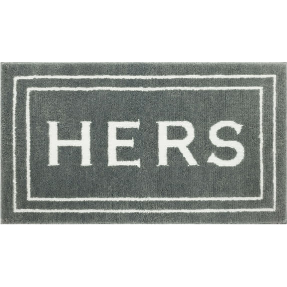 Mohawk Home Hers Knitted Plush Pile Washable Polyester Non-Slip Bath Mat, Pewter, 2' x 3'4"
