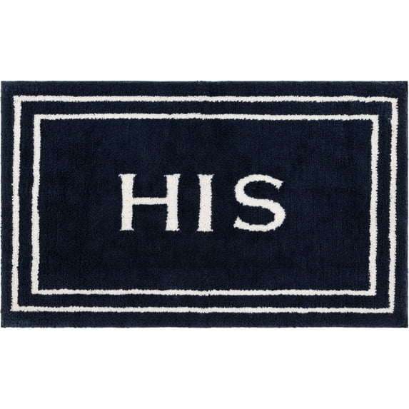 Mohawk Home His Knitted Plush Pile Washable Polyester Non-Slip Bath Mat, Indigo, 2' x 3'4"