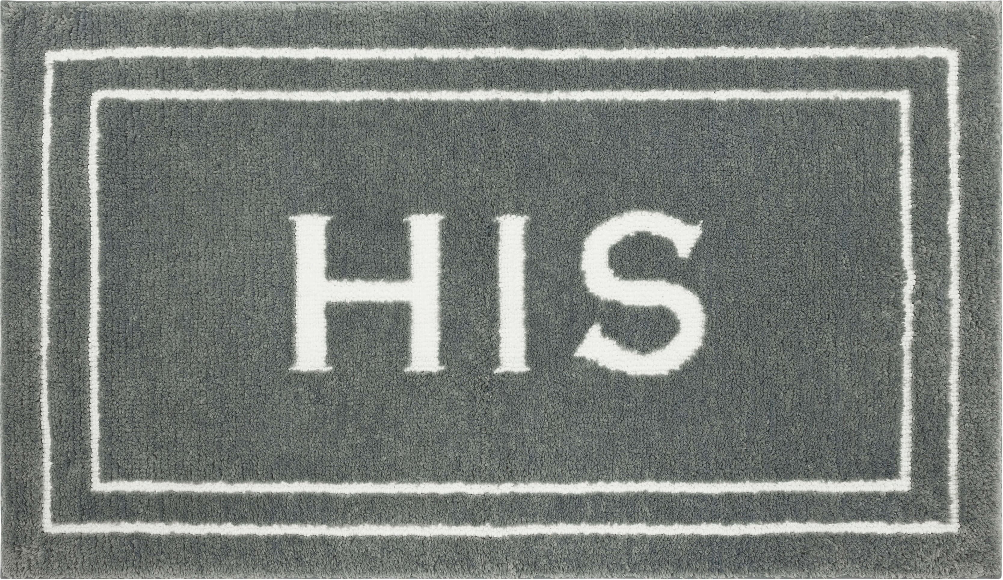 Pewter Polyester Non-Slip Bath Mat with HIS Design