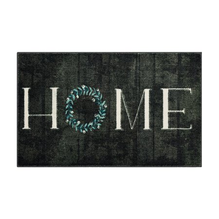 Mohawk Home, Home Wreath Kitchen Mat, Black, 2' x 3'4"