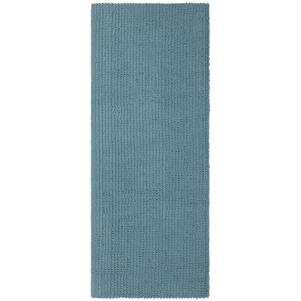 Glacier Blue Polyester Chenille Bath Rug with Memory Foam