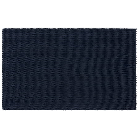Mohawk Home Homespun Plush Fade/Stain Resistant Non-Slip Machine Washable Bath Rug, Indigo, 1' 9" x 2' 10"