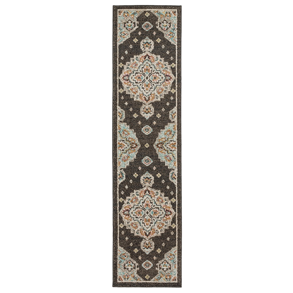 Mohawk Home Huffman Indoor Ornamental Runner Rug, Black, 1'11