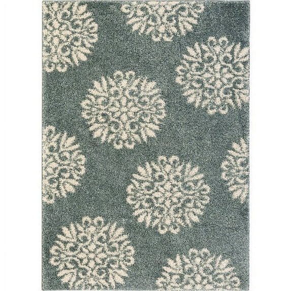 Mohawk Home Huxley Exploded Medallions Bay Blue Woven Area Rug, 5'x7', Blue