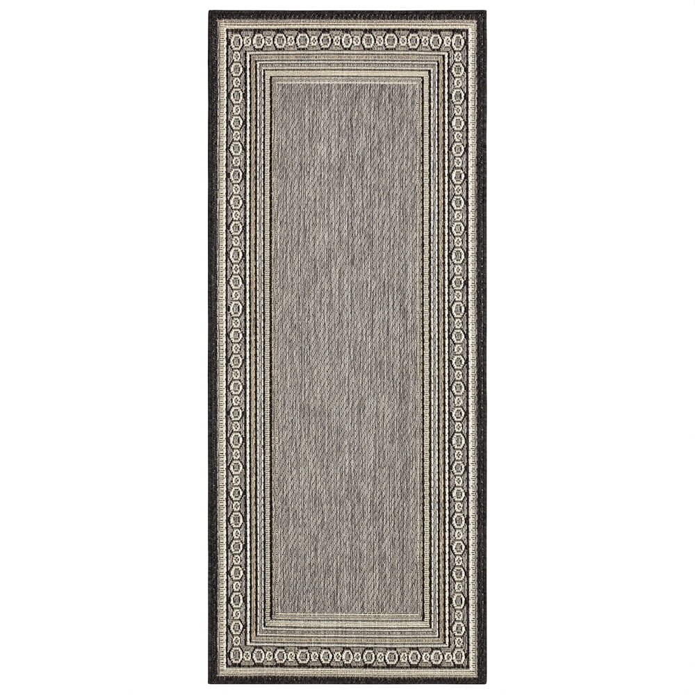Mohawk Home Islamorada Stripe Outdoor Area Rug, Dark Grey, 2' 6" x 6'