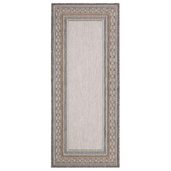 Mohawk Home Islamorada Stripe Outdoor Area Rug, Light Grey, 2' 6" x 6'