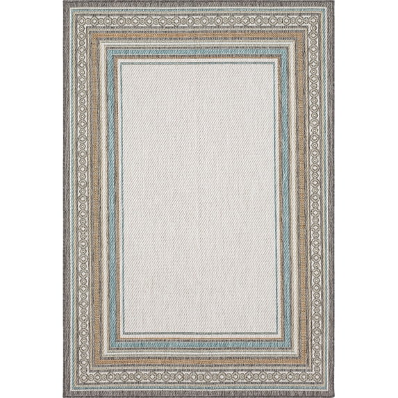 Mohawk Home Islamorada Stripe Outdoor Area Rug, Light Grey, 5' 3" x 7' 6"