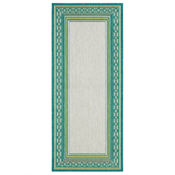 Mohawk Home Islamorada Stripe Outdoor Area Rug, Teal, 2' 6" x 6'