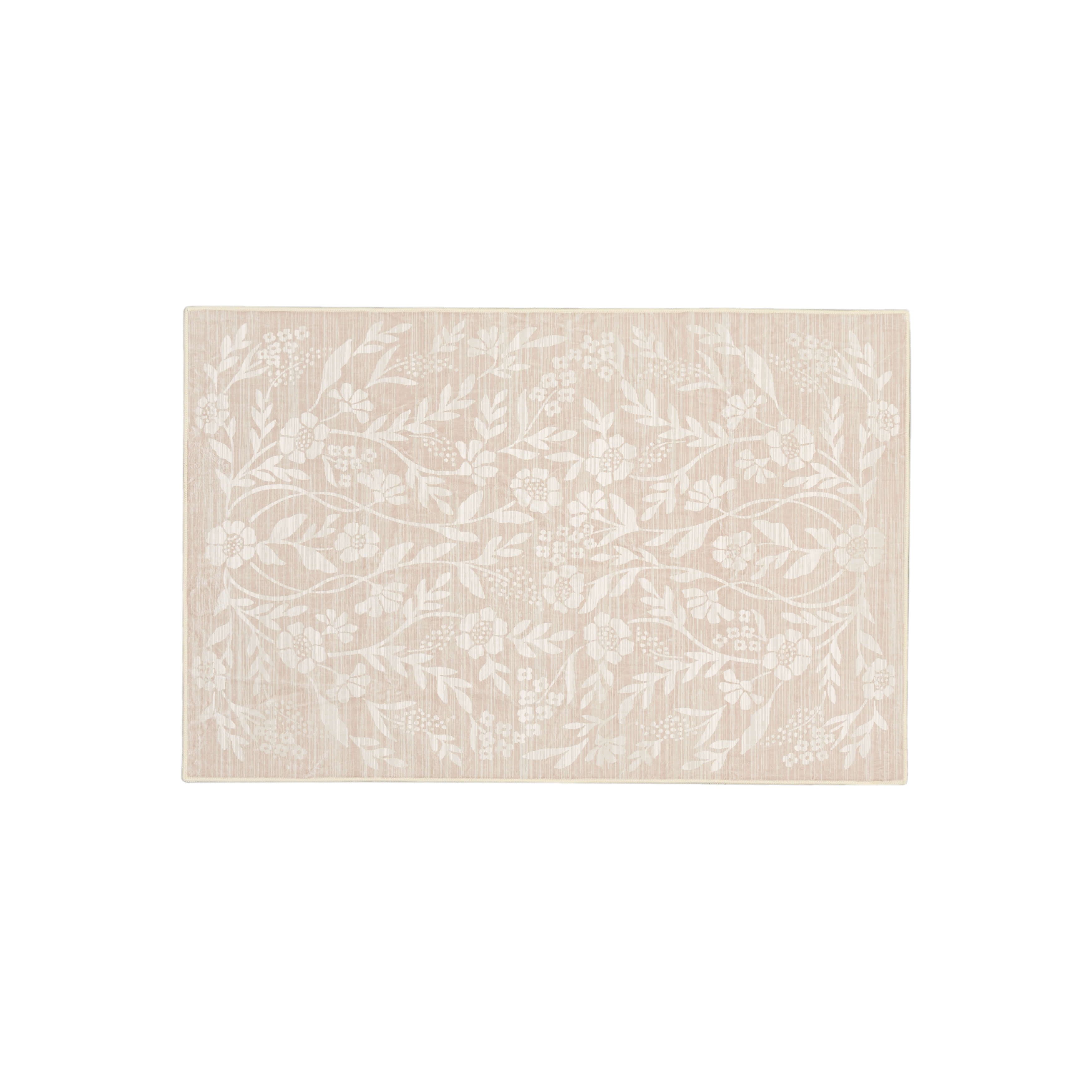 Mohawk Home Kids Collection Bella Floral Low Pile Stain/Fade Resistant Washable Indoor Area Rug, Pink, 3' x 4'8"