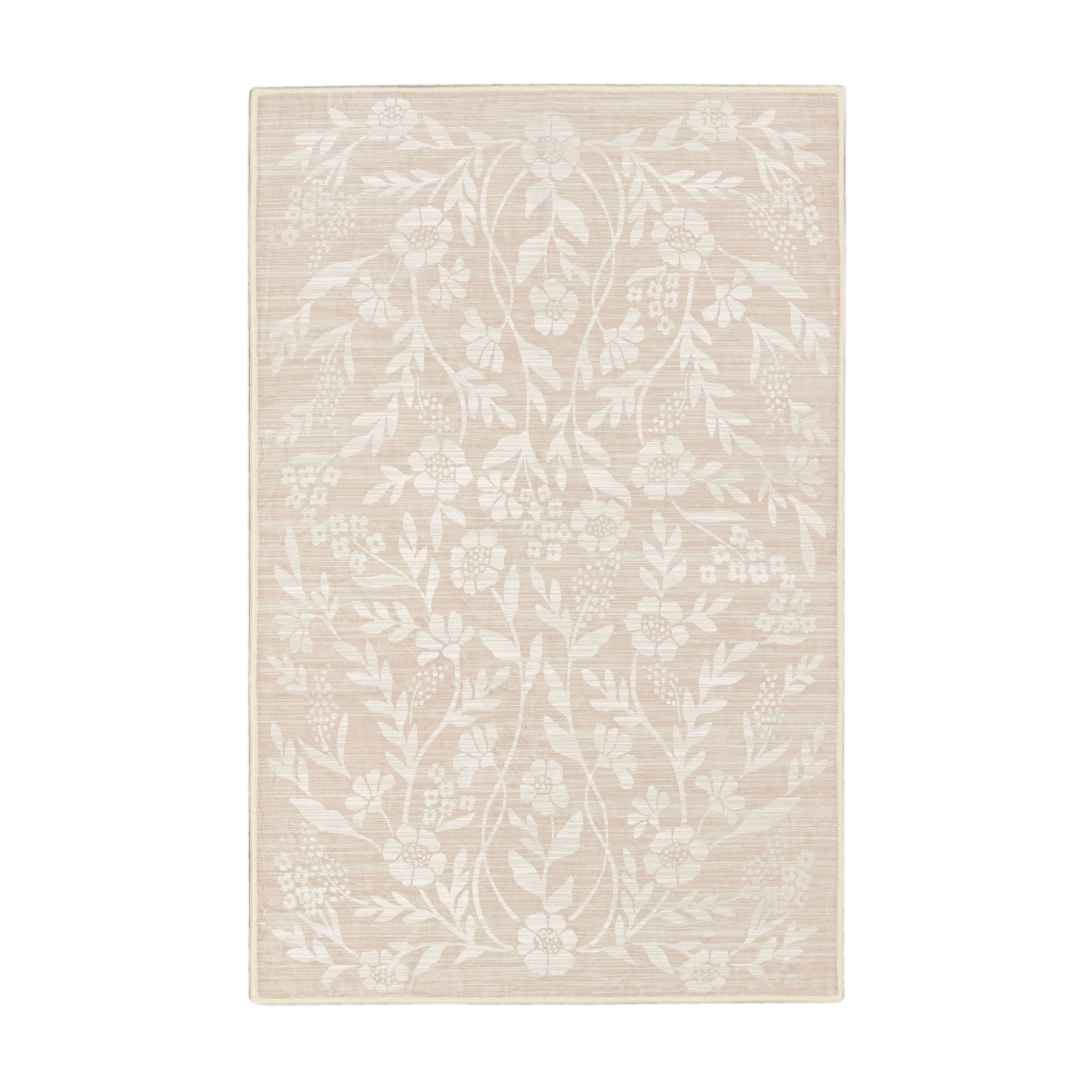 Mohawk Home Kids Collection Bella Floral Low Pile Stain/Fade Resistant Washable Indoor Area Rug, Pink, 4' x 6'