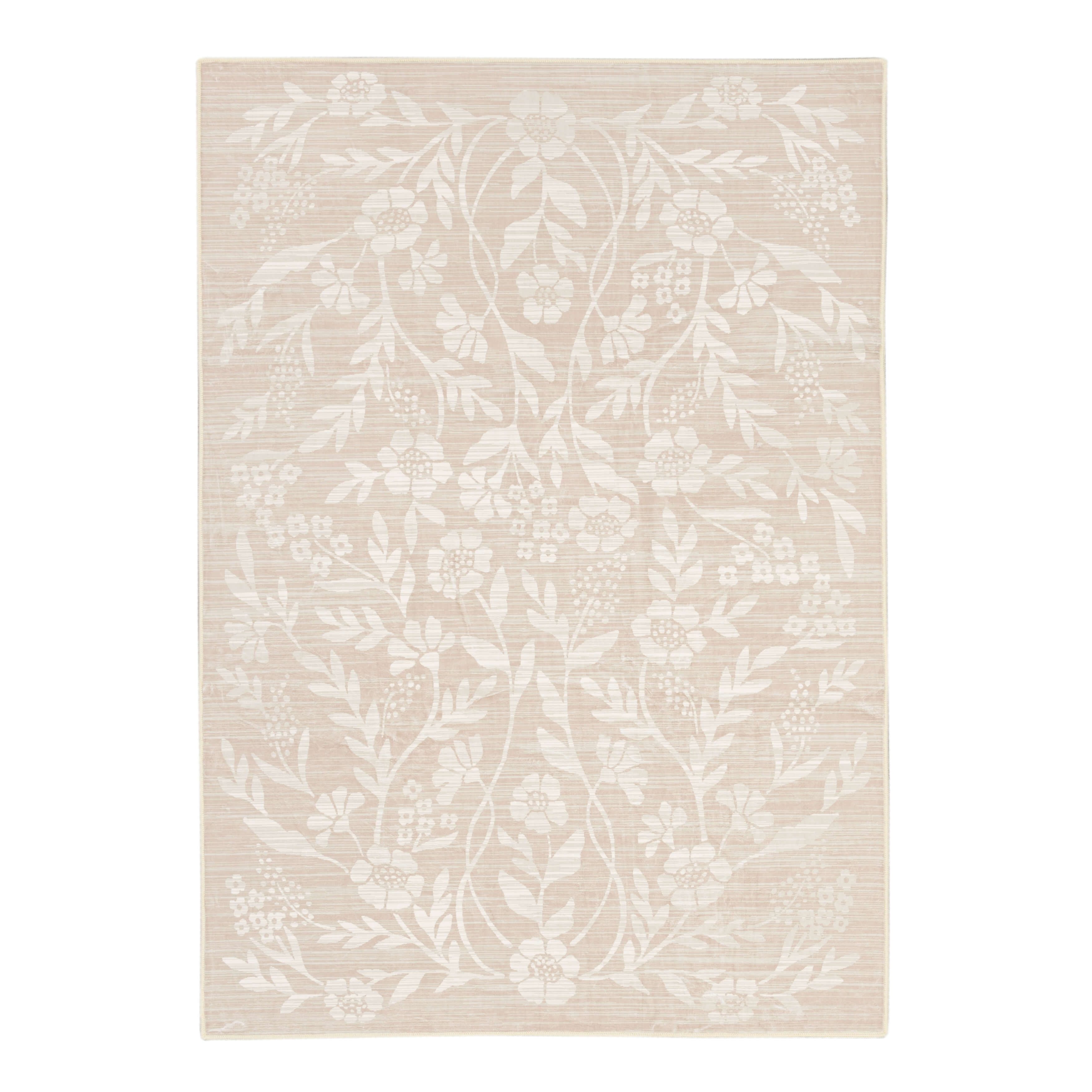 Mohawk Home Kids Collection Bella Floral Low Pile Stain/Fade Resistant Washable Indoor Area Rug, Pink, 5' x 7'