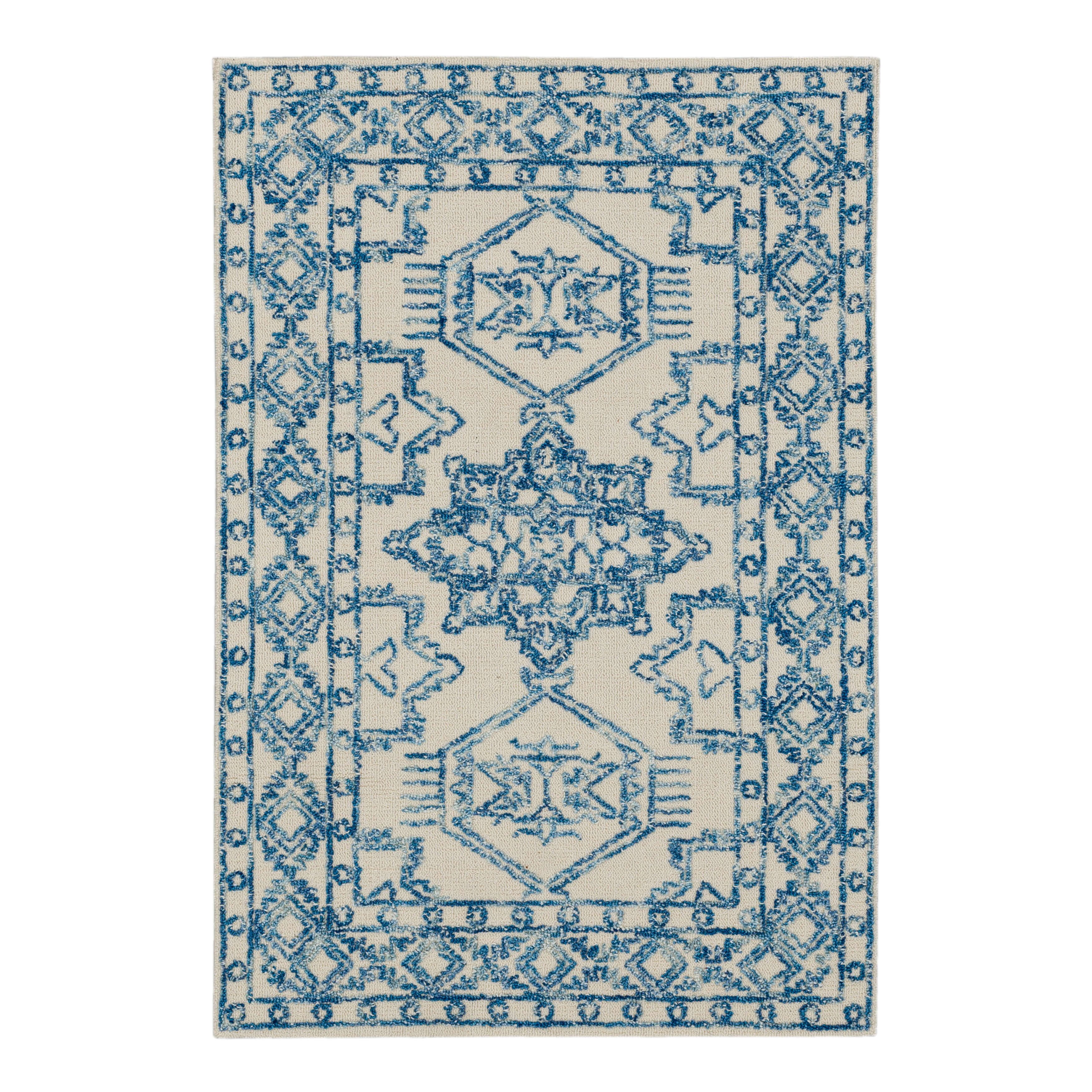 Mohawk Home Kids Collection Geometric Nomad Low Pile Stain/Fade Resistant Non-Skid Area Rug, Blue, 4' x 6'