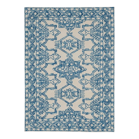 Mohawk Home Kids Collection Geometric Nomad Low Pile Stain/Fade Resistant Non-Skid Area Rug, Blue, 5' x 7'