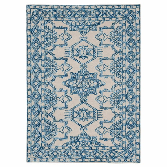 Mohawk Home Kids Collection Geometric Nomad Low Pile Stain/Fade Resistant Non-Skid Area Rug, Blue, 8' x 10