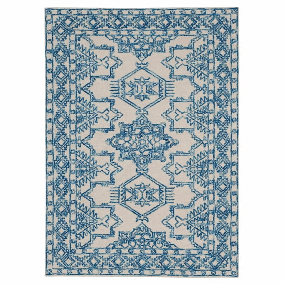 Mohawk Home Kids Collection Geometric Nomad Low Pile Stain/Fade Resistant Non-Skid Area Rug, Blue, 8' x 10