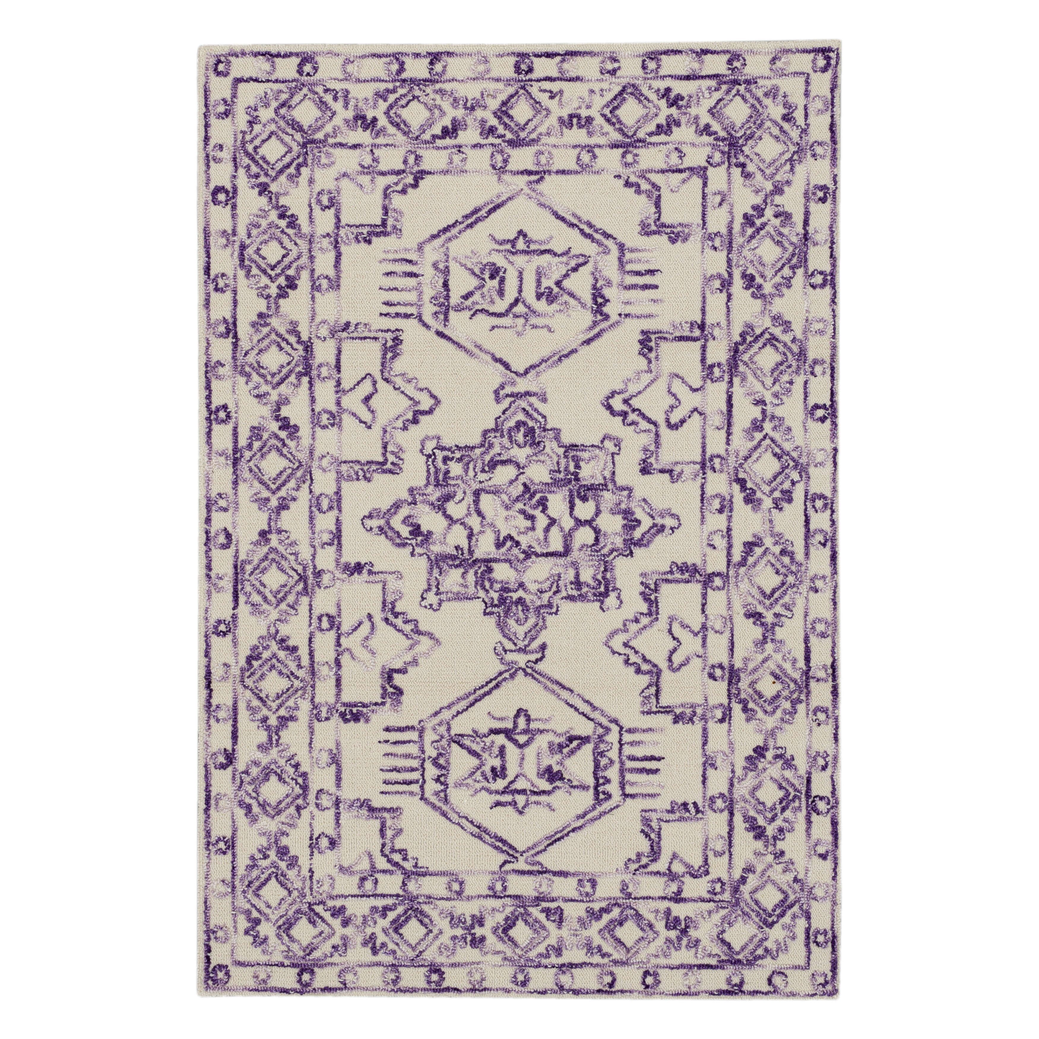 Mohawk Home Kids Collection Geometric Nomad Low Pile Stain/Fade Resistant Non-Skid Area Rug, Purple, 4' x 6'