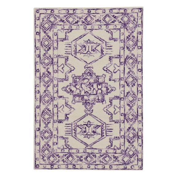 Mohawk Home Kids Collection Geometric Nomad Low Pile Stain/Fade Resistant Non-Skid Area Rug, Purple, 4' x 6'