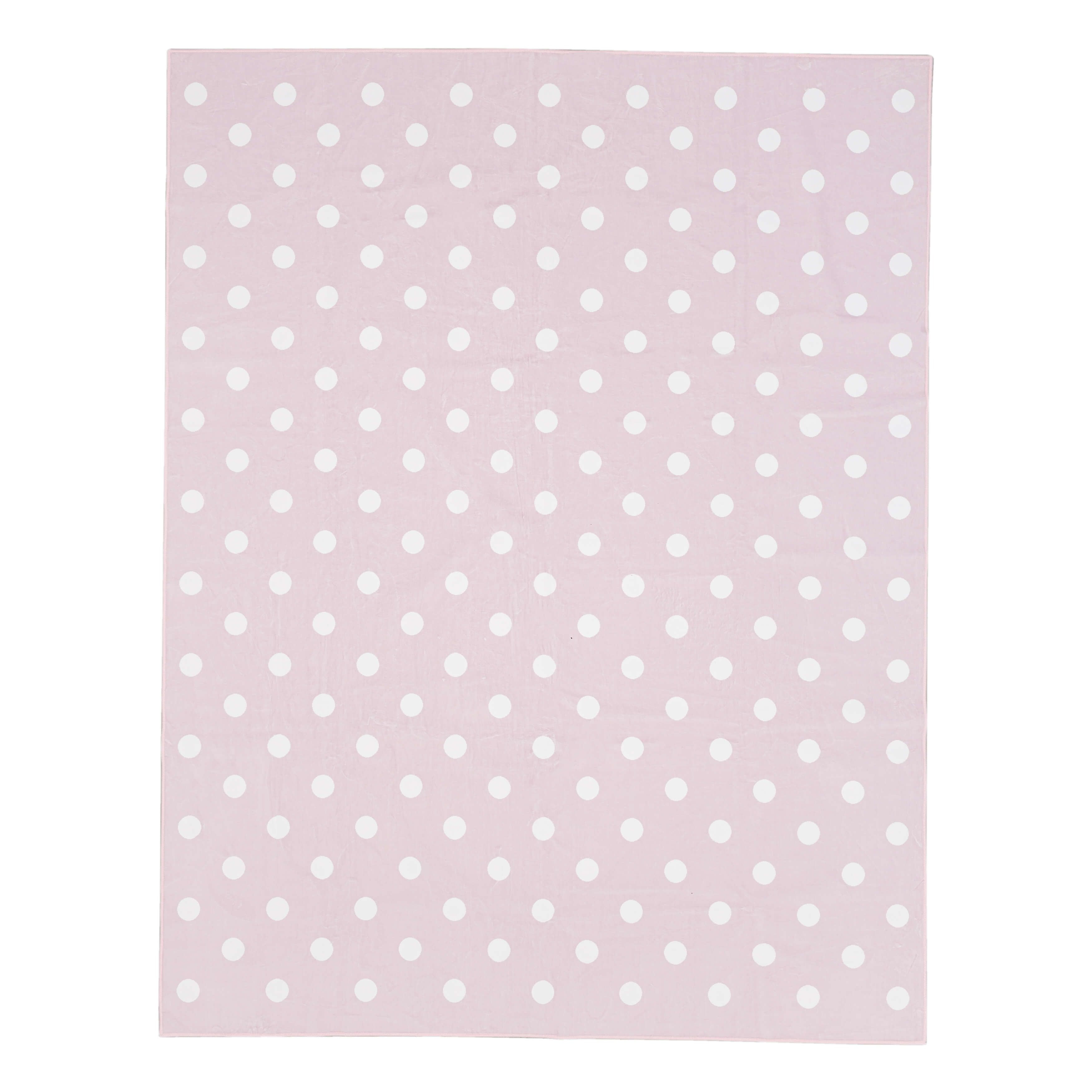 Mohawk Home Kids Collection Polka Dots Low Pile Stain/Fade Resistant Printed Indoor Area Rug, Pink, 8' x 10'