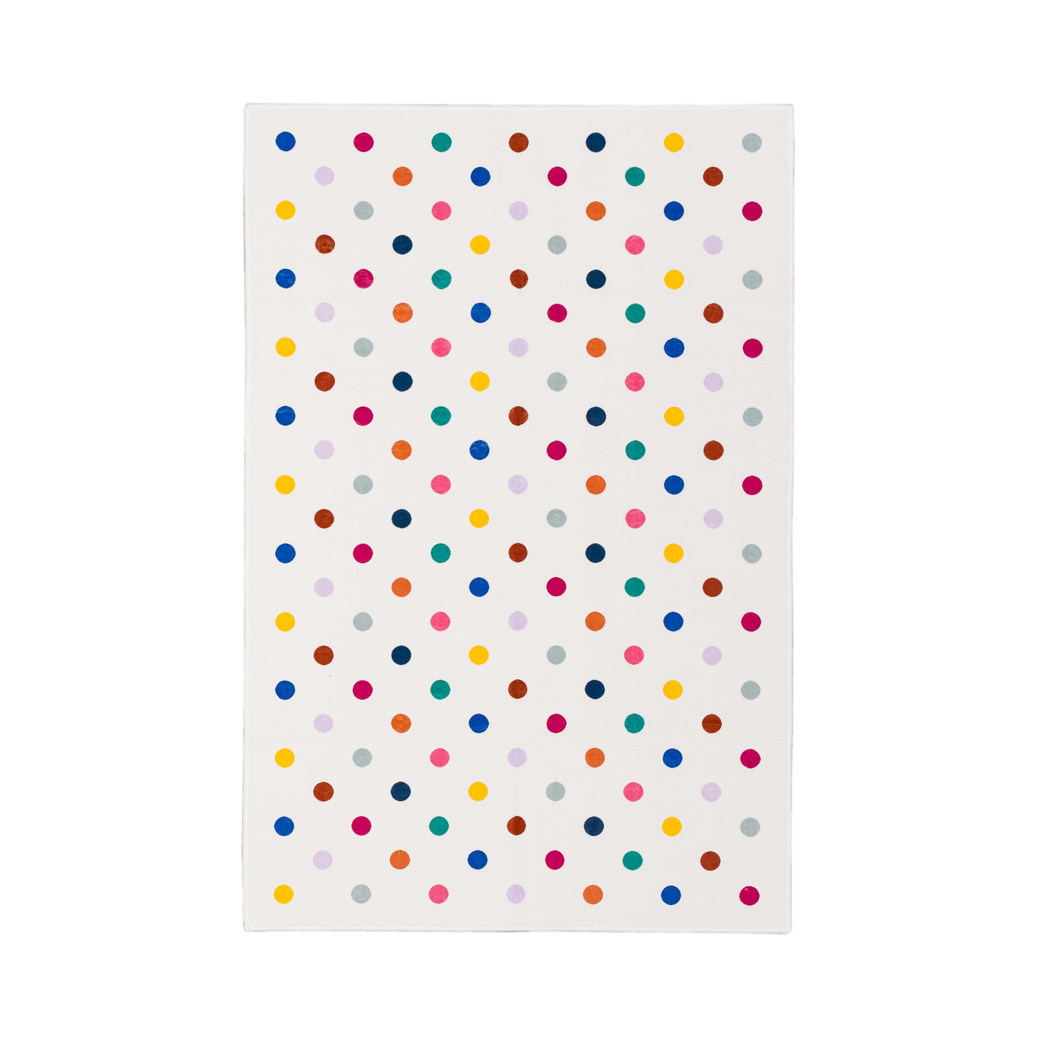 Mohawk Home Kids Collection Polka Dots Low Pile Stain/Fade Resistant Printed Washable Area Rug, Multicolor, 4' x 6'