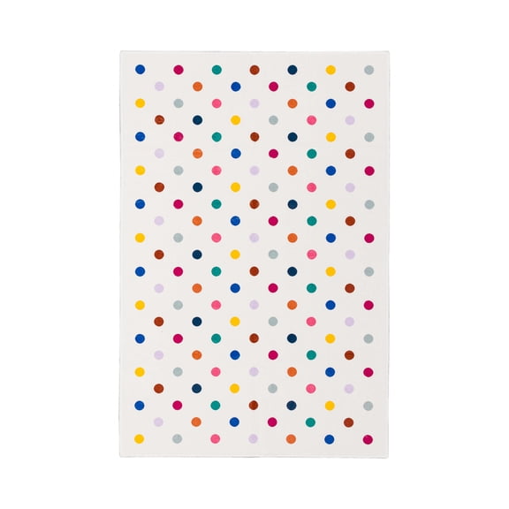 Mohawk Home Kids Collection Polka Dots Low Pile Stain/Fade Resistant Printed Washable Area Rug, Multicolor, 4' x 6'