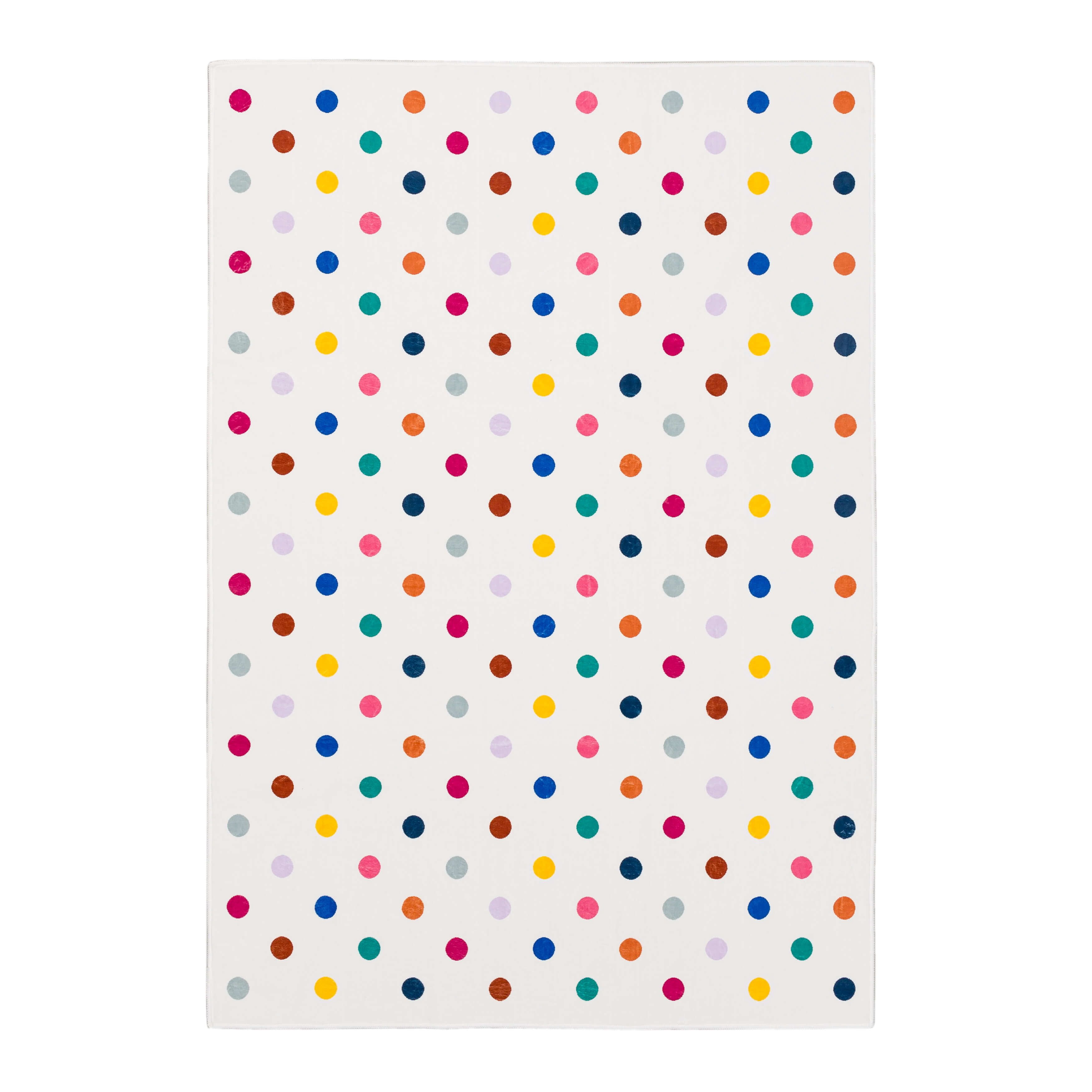 Mohawk Home Kids Collection Polka Dots Low Pile Stain/Fade Resistant Printed Washable Area Rug, Multicolor, 5' x 7'