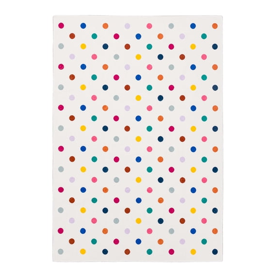 Mohawk Home Kids Collection Polka Dots Low Pile Stain/Fade Resistant Printed Washable Area Rug, Multicolor, 5' x 7'
