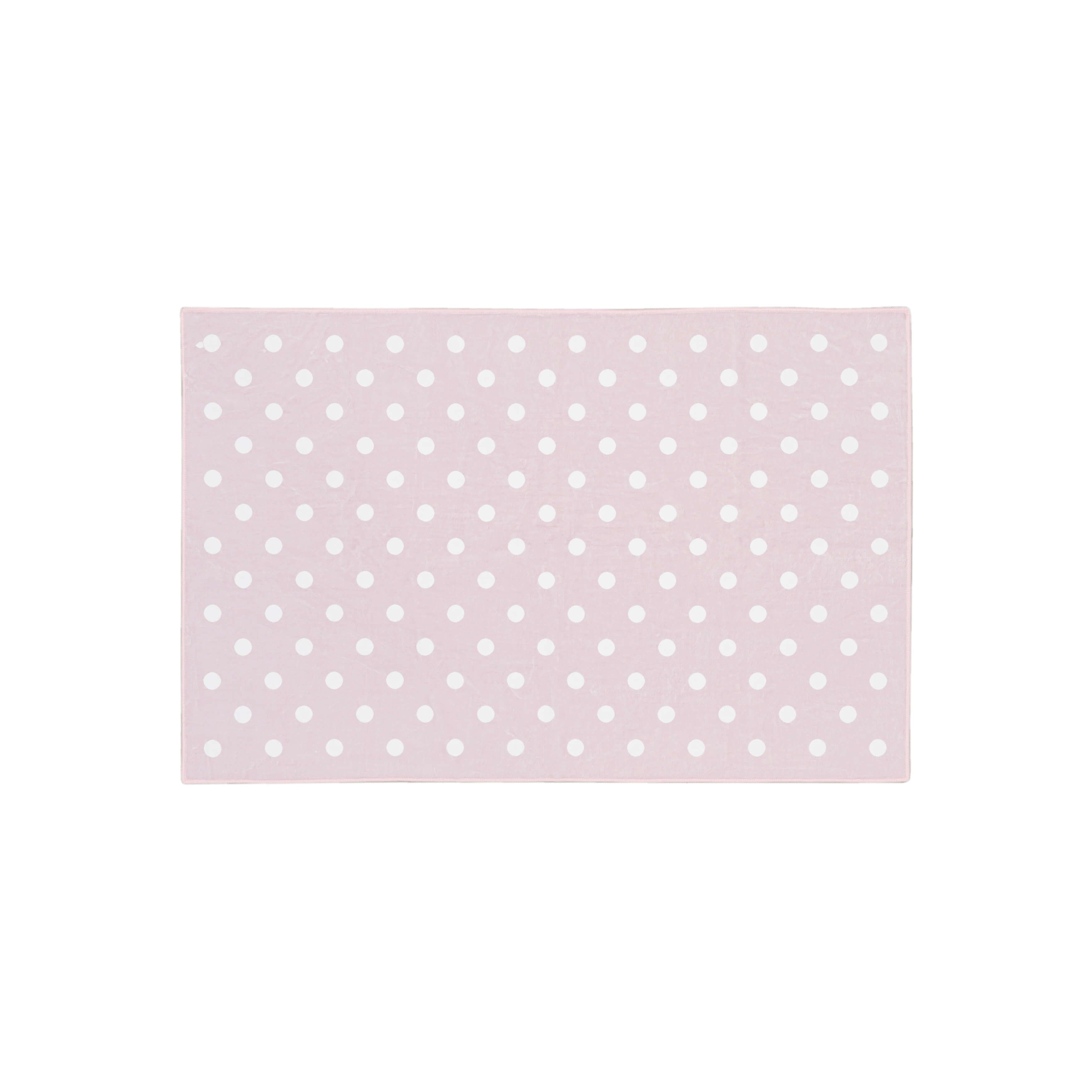 Mohawk Home Kids Collection Polka Dots Low Pile Stain/Fade Resistant Printed Washable Area Rug, Pink, 3' x 4'8"