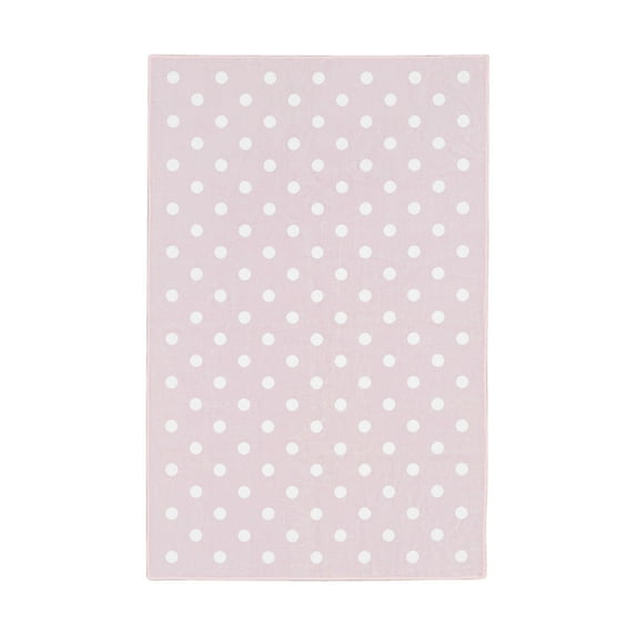 Mohawk Home Kids Collection Polka Dots Low Pile Stain/Fade Resistant Printed Washable Area Rug, Pink, 4' x 6'