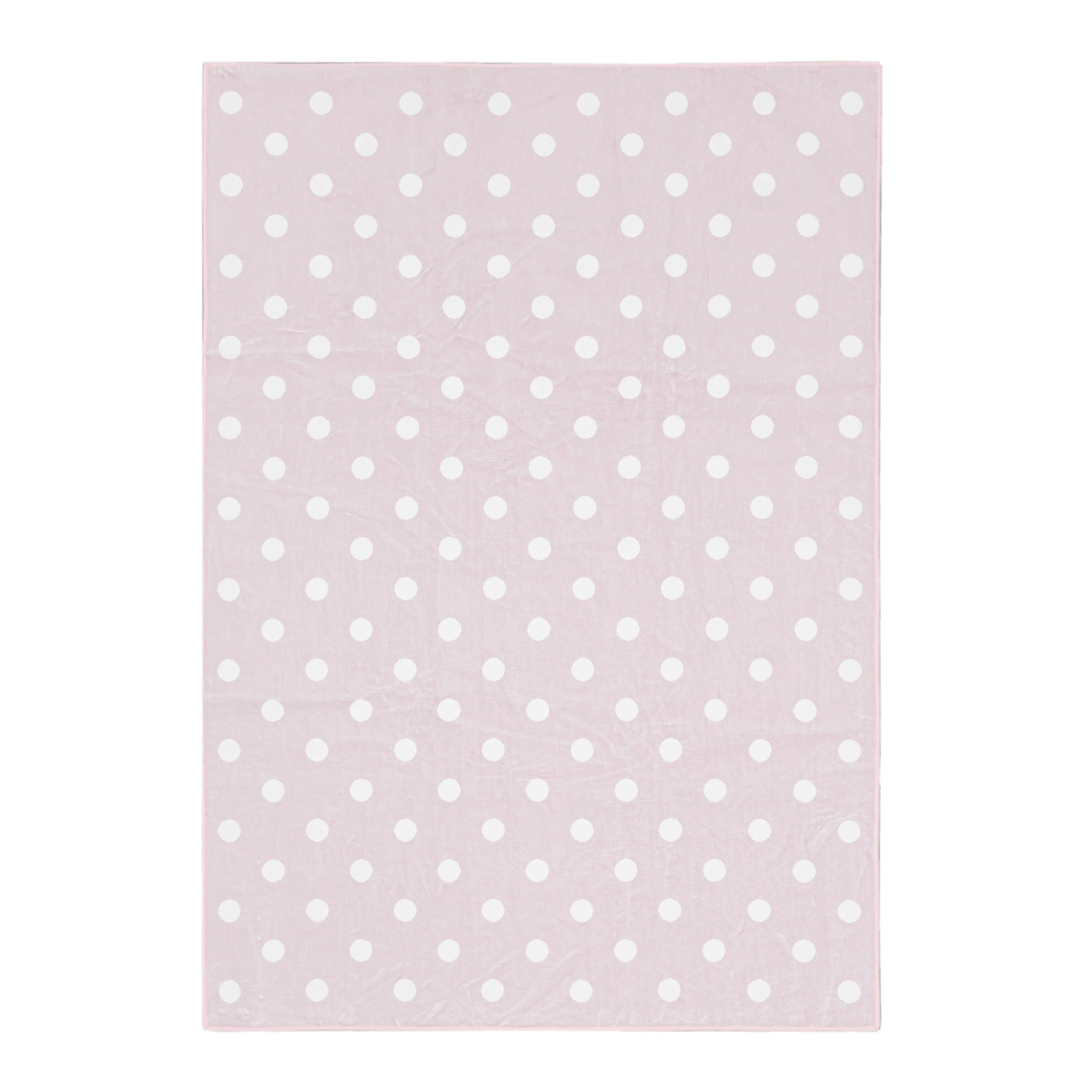 Mohawk Home Kids Collection Polka Dots Low Pile Stain/Fade Resistant Printed Washable Area Rug, Pink, 5' x 7'