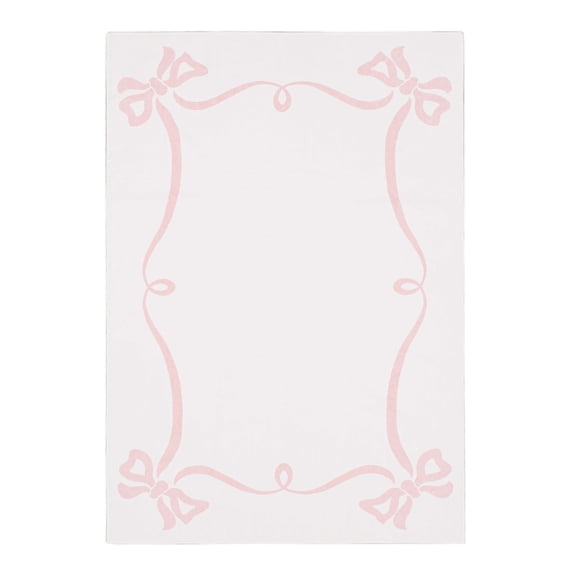 Mohawk Home Kids Collection Ribbons and Bows Low Pile Stain/Fade Resistant Washable Indoor Area Rug, Pink, 5' x 7'