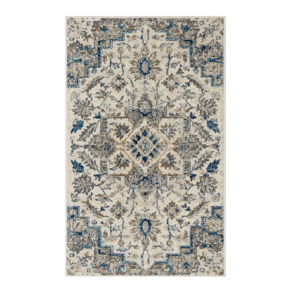 Mohawk Home Lambert Washable Low Pile Stain and Fade Resistant Indoor Area Rug, Blue, 3' 11" X 6'