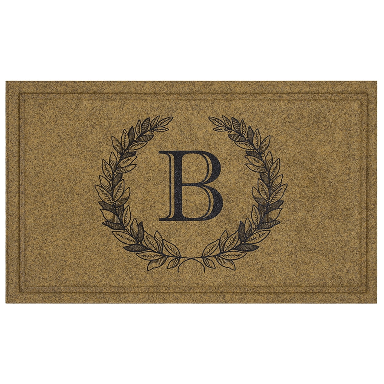 Mohawk Home Laurel Monogram B Low Pile Printed Faux Coir All Weather Eco Friendly Indoor/Outdoor Doormat, Natural, 1' 6" X 2' 6"