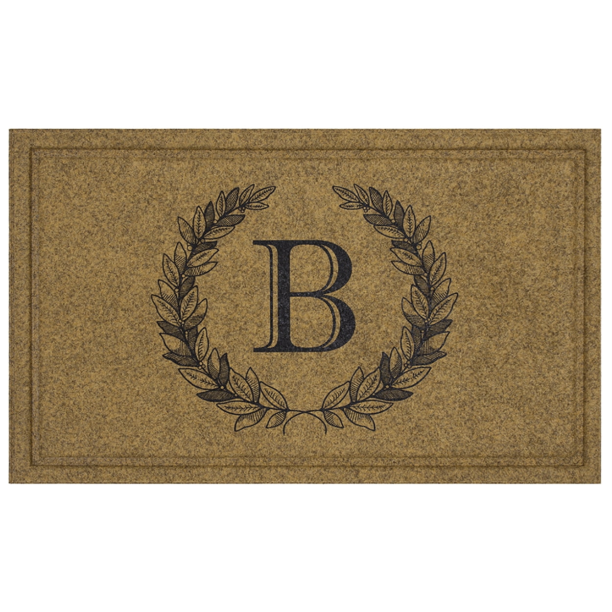 Mohawk Home Laurel Monogram B Low Pile Printed Faux Coir All Weather Eco Friendly Indoor/Outdoor Doormat, Natural, 2' X 3'