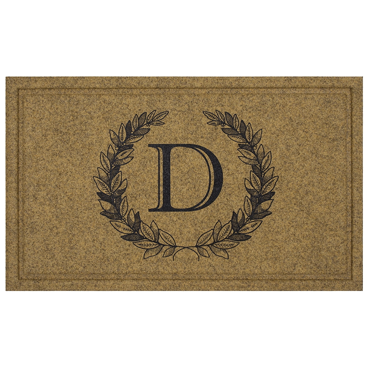 Mohawk Home Laurel Monogram D Low Pile Printed Faux Coir All Weather Eco Friendly Indoor/Outdoor Doormat, Natural, 1' 6" X 2' 6"