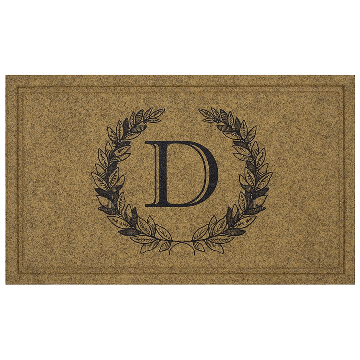 Mohawk Home Laurel Monogram D Low Pile Printed Faux Coir All Weather Eco Friendly Indoor/Outdoor Doormat, Natural, 2' X 3'