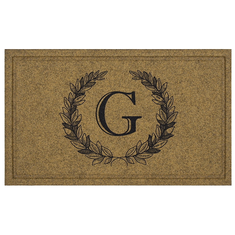 Mohawk Home Laurel Monogram G Low Pile Printed Faux Coir All Weather Eco Friendly Indoor/Outdoor Doormat, Natural, 1' 6" X 2' 6"