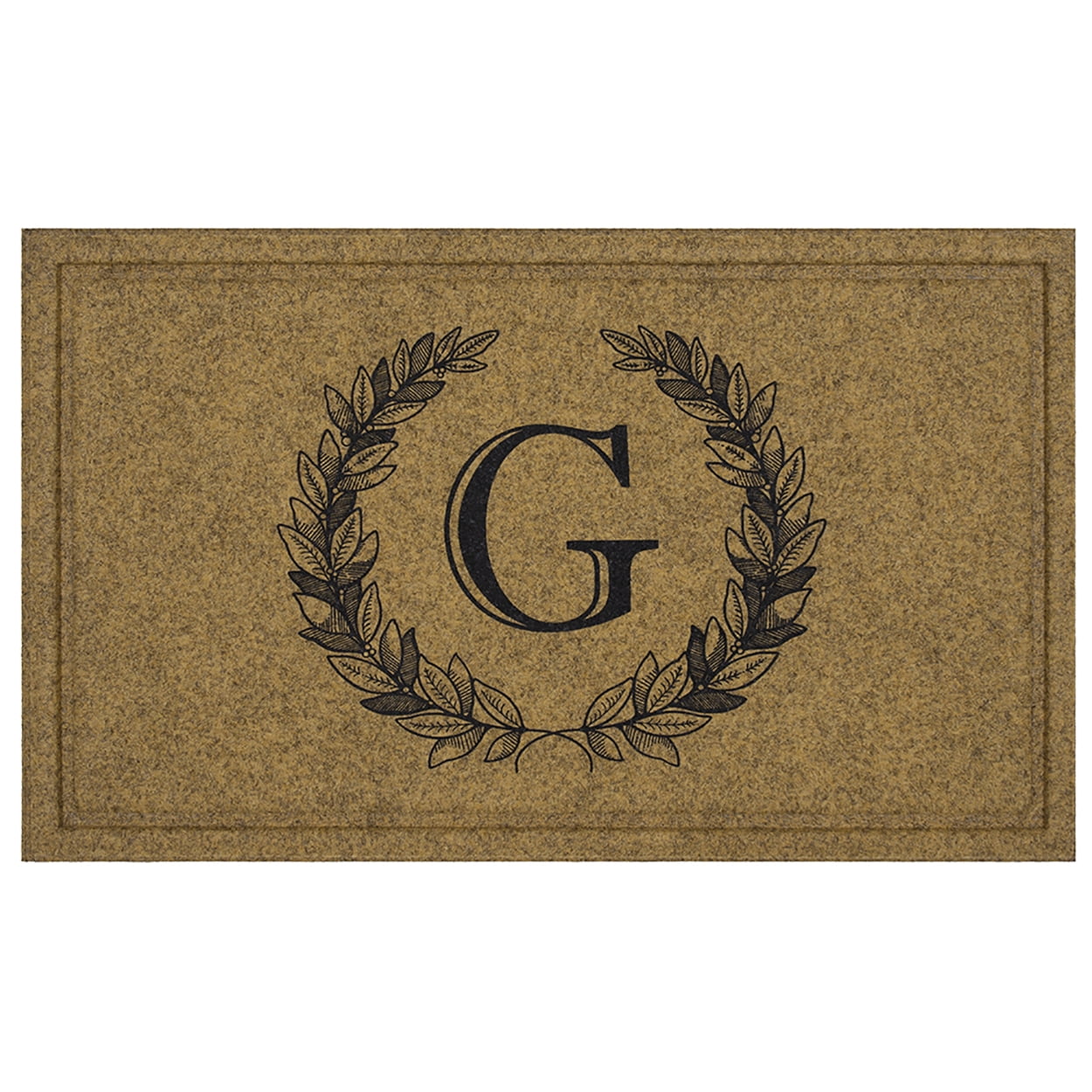 Mohawk Home Laurel Monogram G Low Pile Printed Faux Coir All Weather Eco Friendly Indoor/Outdoor Doormat, Natural, 2' X 3'