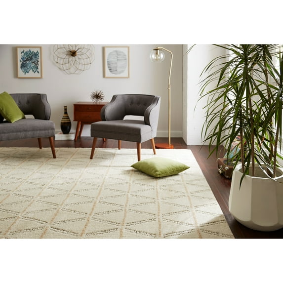 Mohawk Home Loft Linear Diamonds Cream Woven Area Rug, 5'x8', Cream & Grey