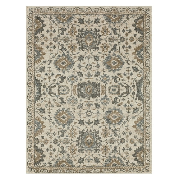 Mohawk Home Manchego Low Pile Latex Backed Stain and Fade Resistant Geometric Gray Indoor Area Rug, 5' 3" X 8'