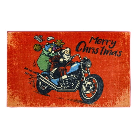 Mohawk Home Motorcycle Santa, Area Rug, Red, 2' 6" X 4' 2"