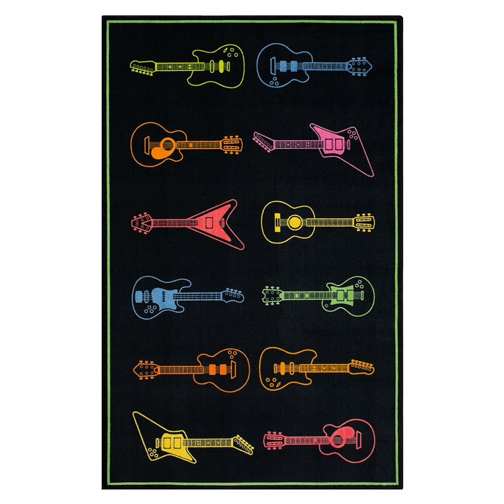 Mohawk Home Neon Tunes Printed Indoor Area Rug in Black, 8'x10'