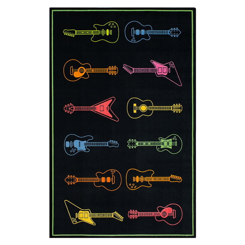 Mohawk Home Neon TunesPrinted Indoor Area Rug in Black, 5'x8'
