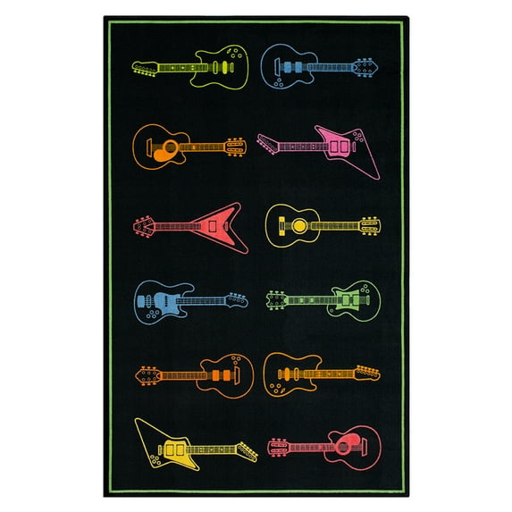 Mohawk Home Neon TunesPrinted Indoor Area Rug in Black, 5'x8'