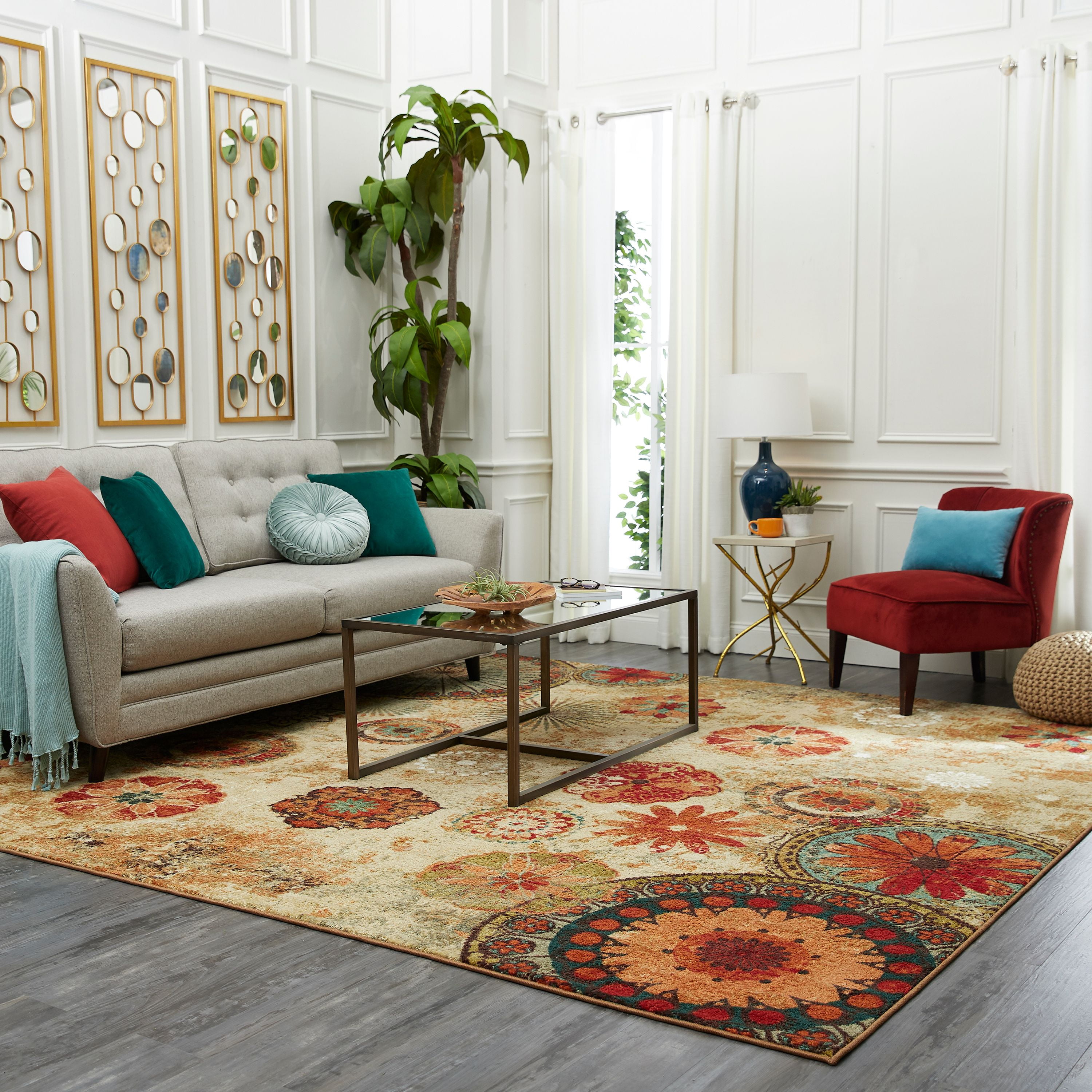 Mohawk Home New Wave Medallion Transitional Area Rug, Off-White