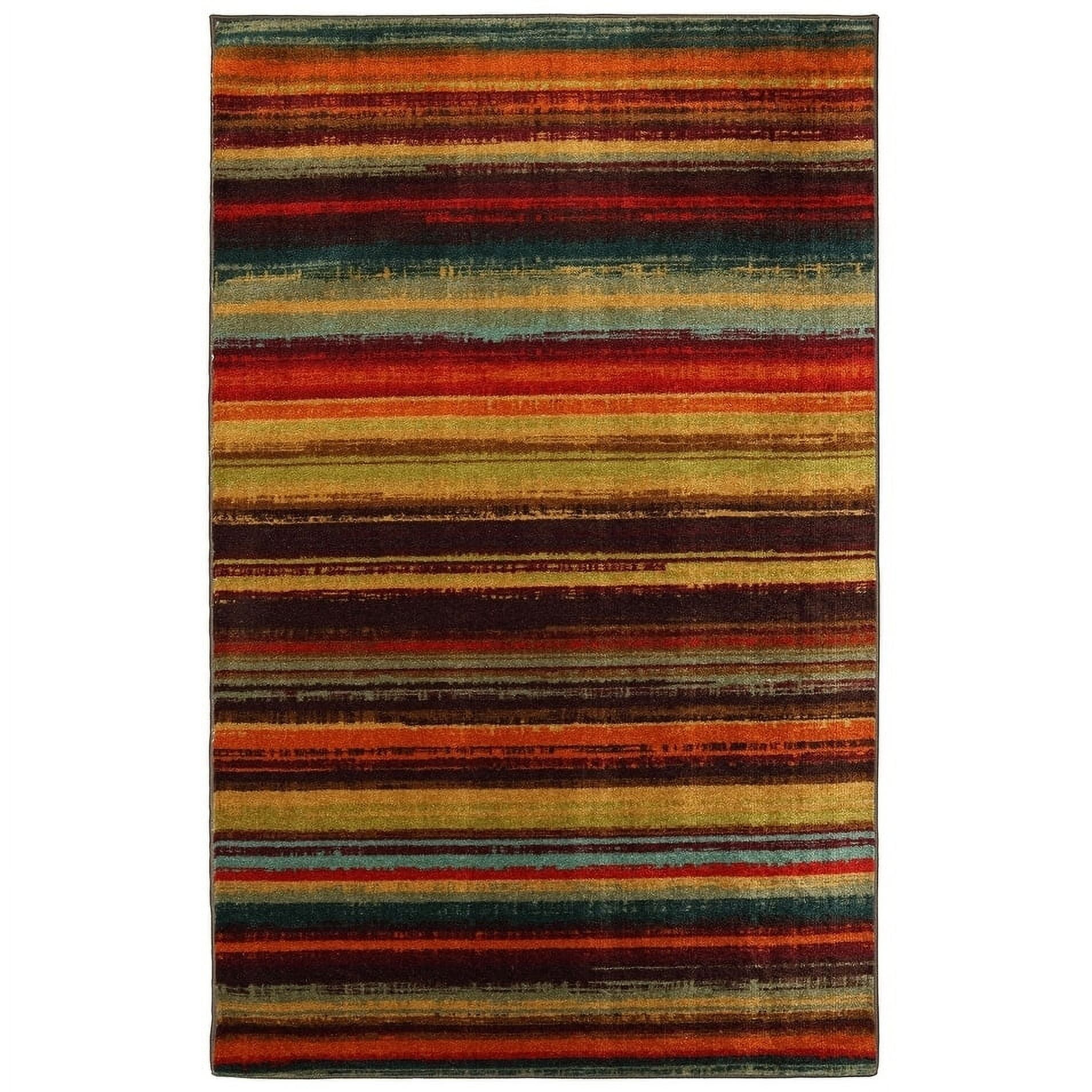 Multicolor Tufted Silk Stripe Area Rug, 5' x 8'