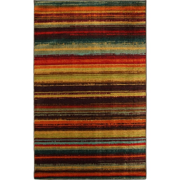 Mohawk Home New Wave Boho Stripe Multi Printed Area Rug, 6'x9', Orange & Red